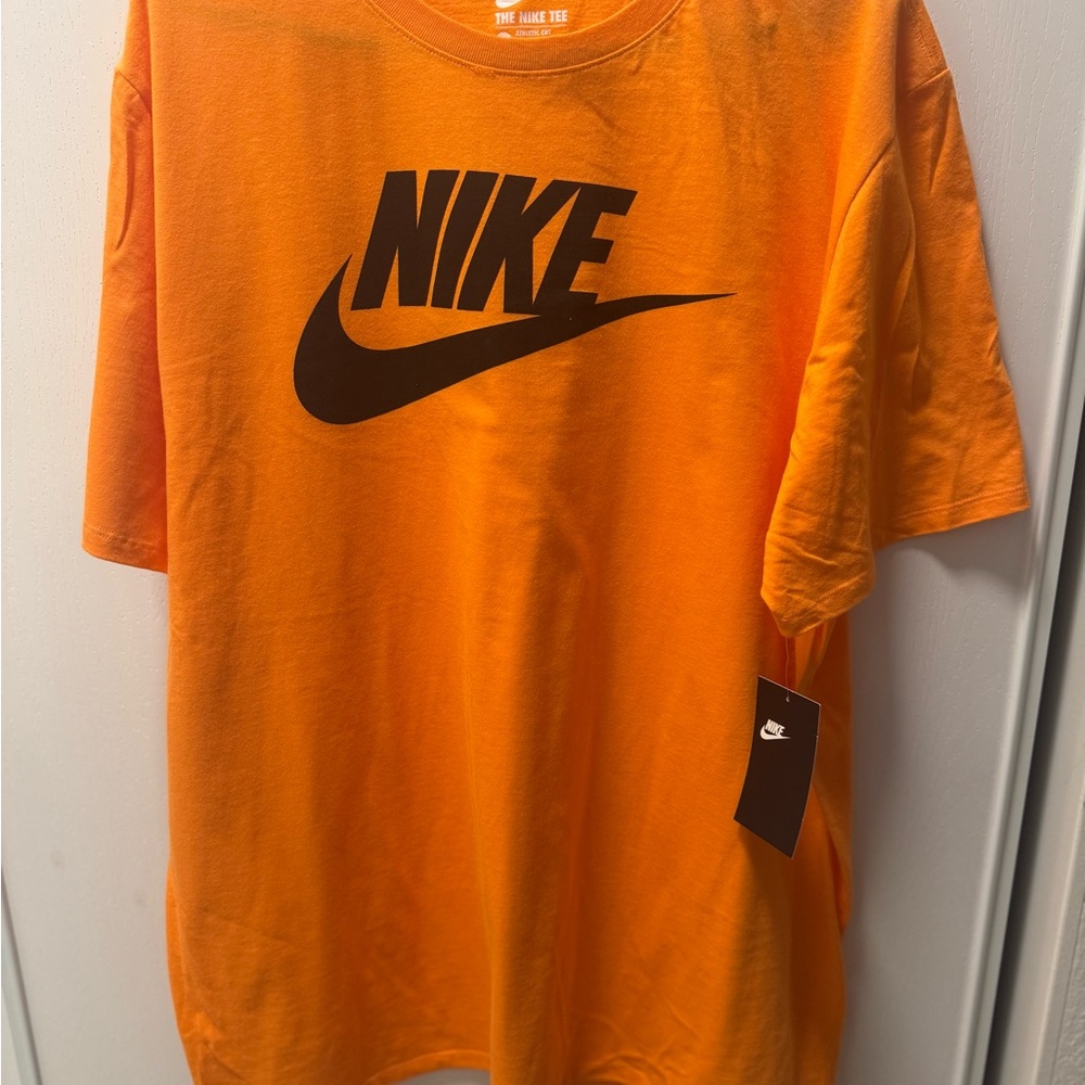 Nike Orange Short-Sleeve Tee with Black Logo